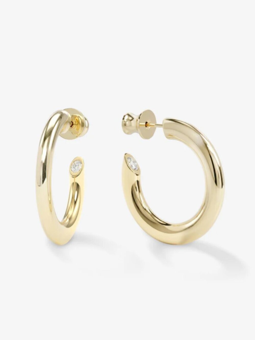NWT Melinda Maria Beacon Hoops 1" Gold White Diamondettes